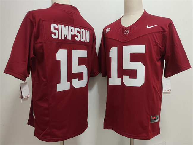 Men's Alabama Crimson Tide #15 Ty Simpson Red F.U.S.E  Stitched Football Jersey